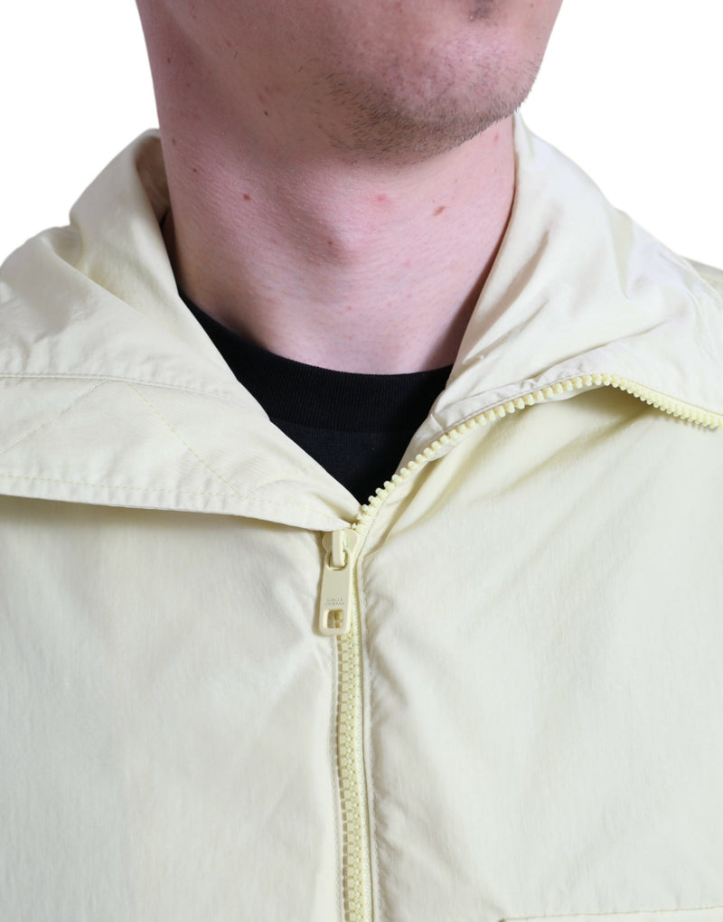 Jaqueta parka amarela de náilon com gola e fechamento frontal por zíper integral Dolce & Gabbana