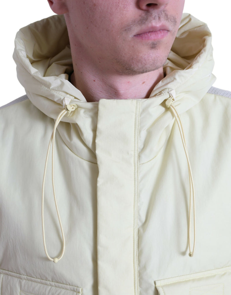 Veste sans manches jaune en nylon à capuche et style sportswear Dolce & Gabbana