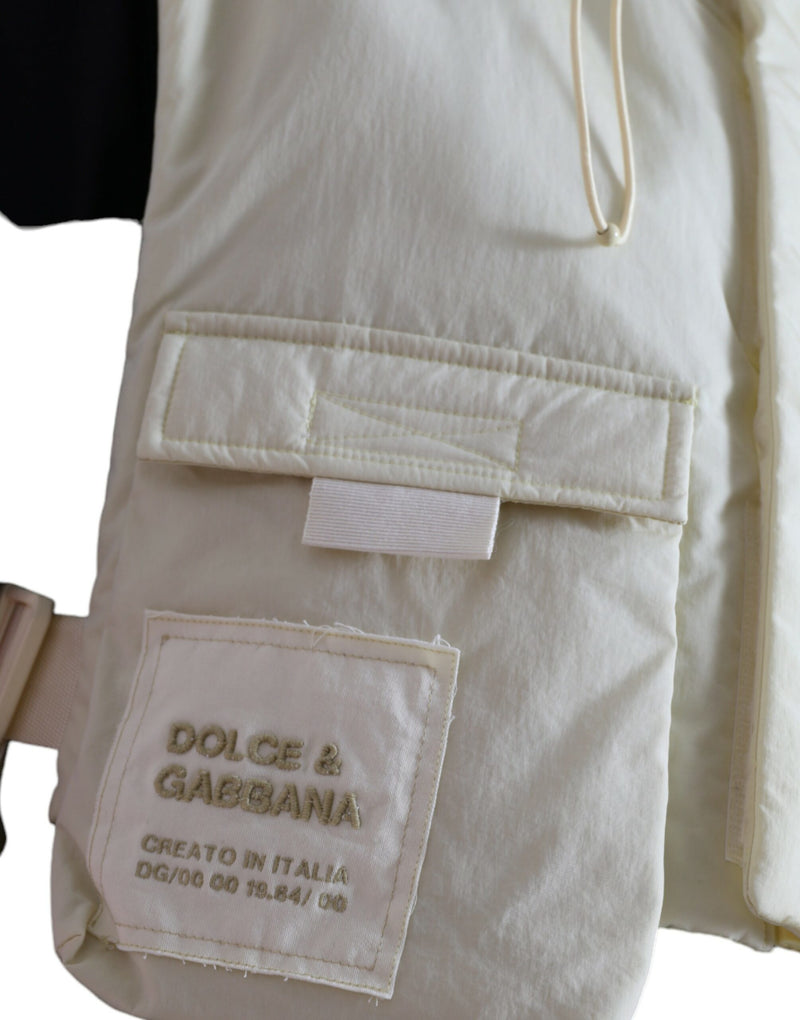 Veste sans manches jaune en nylon à capuche et style sportswear Dolce & Gabbana