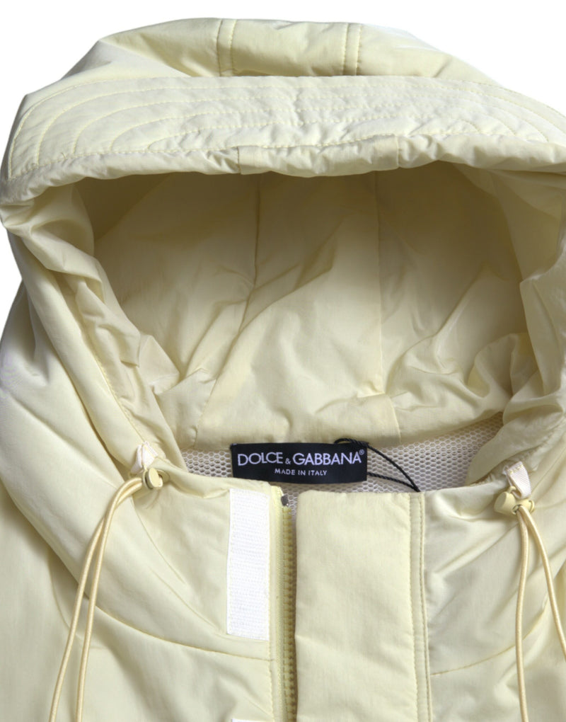 Veste sans manches jaune en nylon à capuche et style sportswear Dolce & Gabbana
