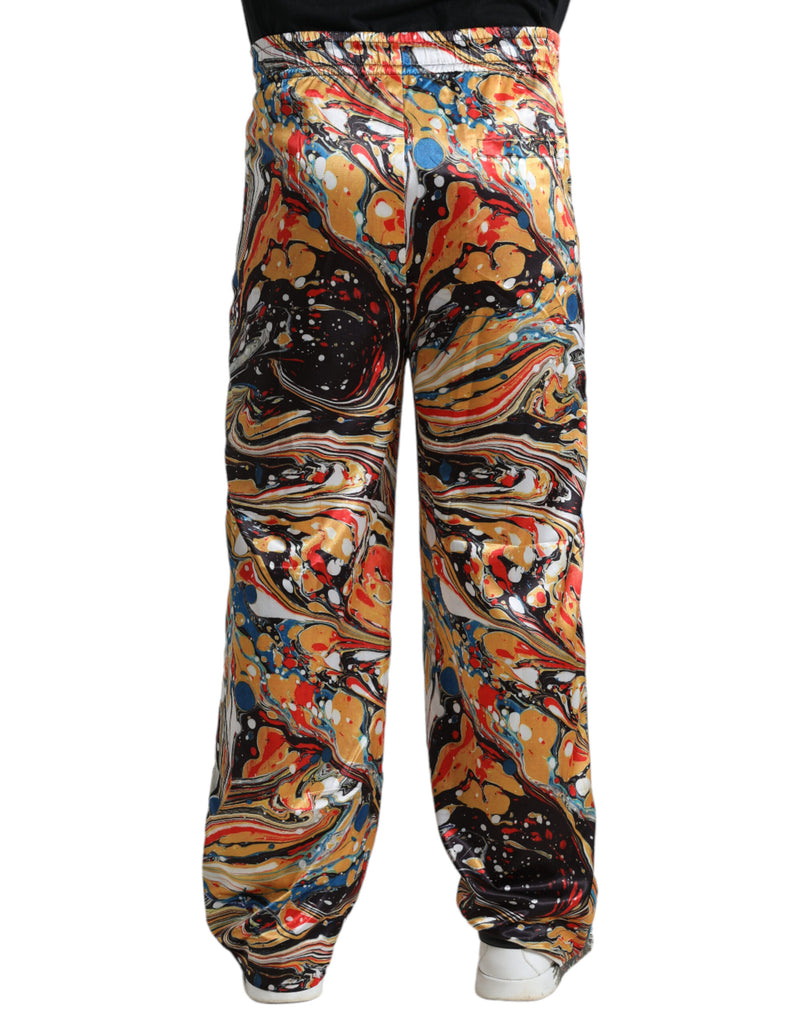 Calça multicolorida de cetim com estampa marmorizada Dolce & Gabbana
