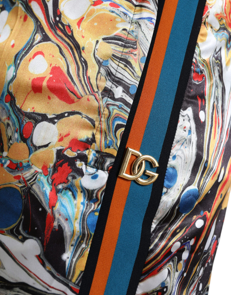 Calça multicolorida de cetim com estampa marmorizada Dolce & Gabbana