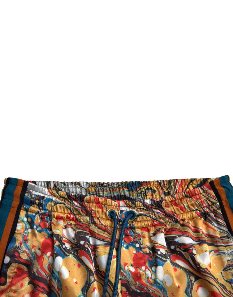 Calça multicolorida de cetim com estampa marmorizada Dolce & Gabbana