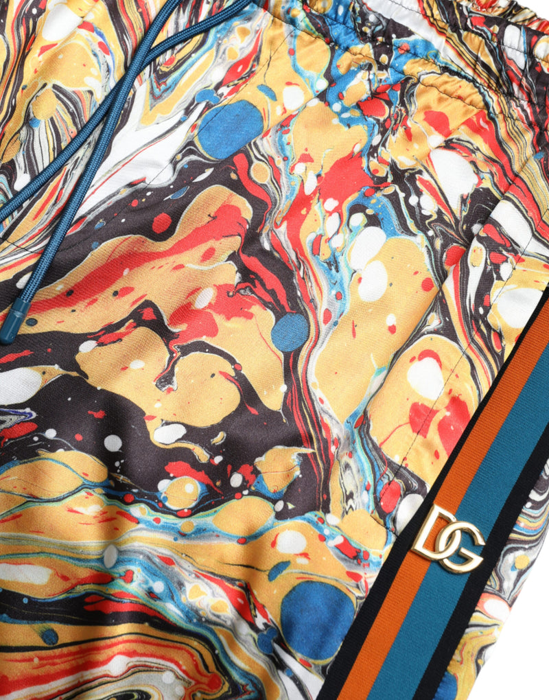 Calça multicolorida de cetim com estampa marmorizada Dolce & Gabbana