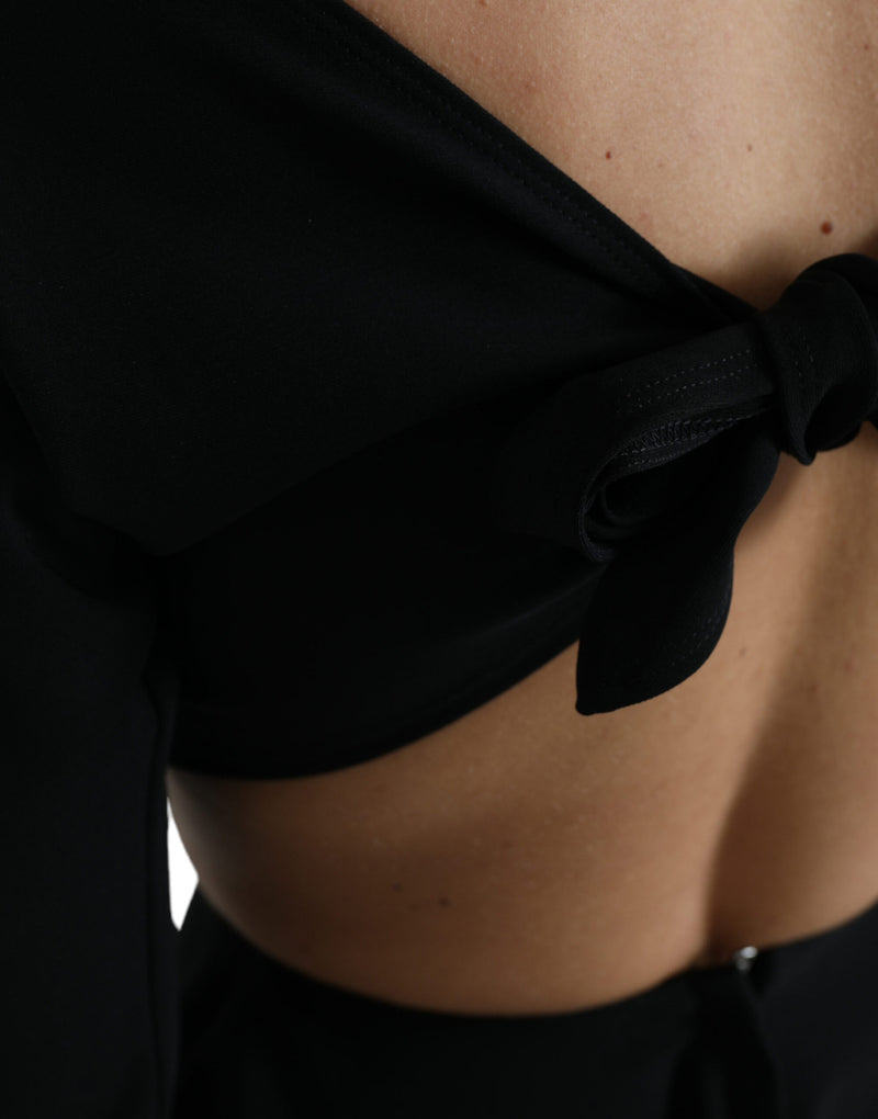 Miniabito nero in viscosa con aperture, linea ad A e maniche lunghe Dolce & Gabbana