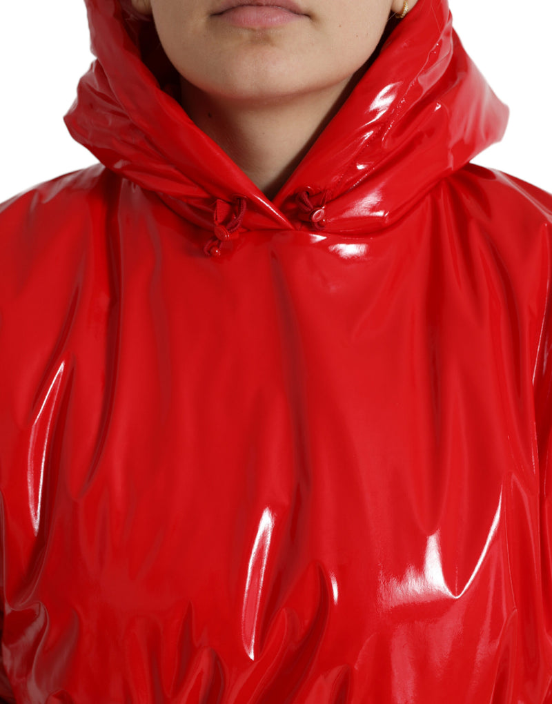 Manteau-veste court rouge brillant à capuche Dolce & Gabbana