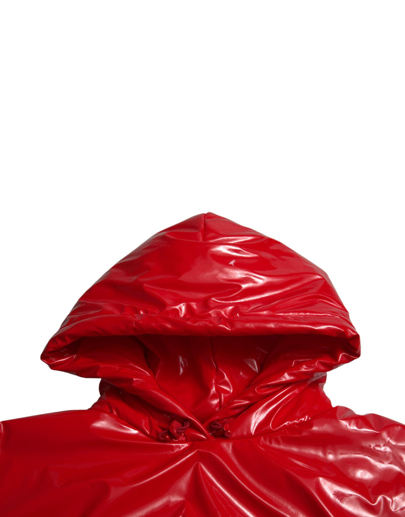 Manteau-veste court rouge brillant à capuche Dolce & Gabbana