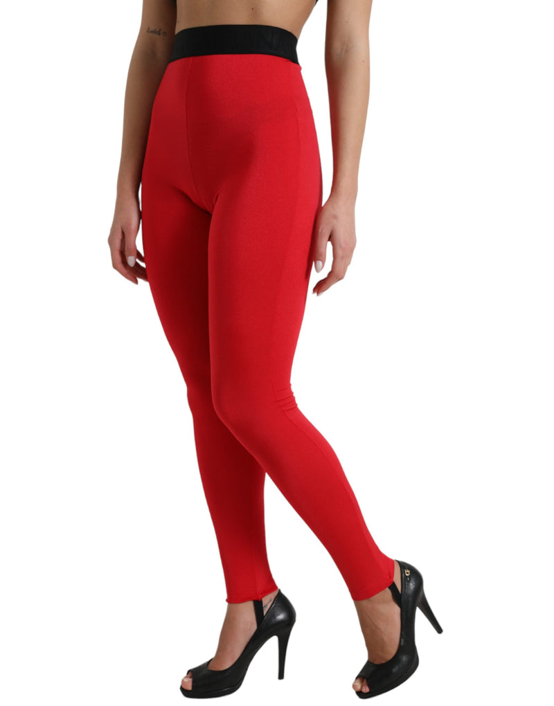 Mallas rojas de nailon de corte ajustado con logotipo DG Dolce & Gabbana