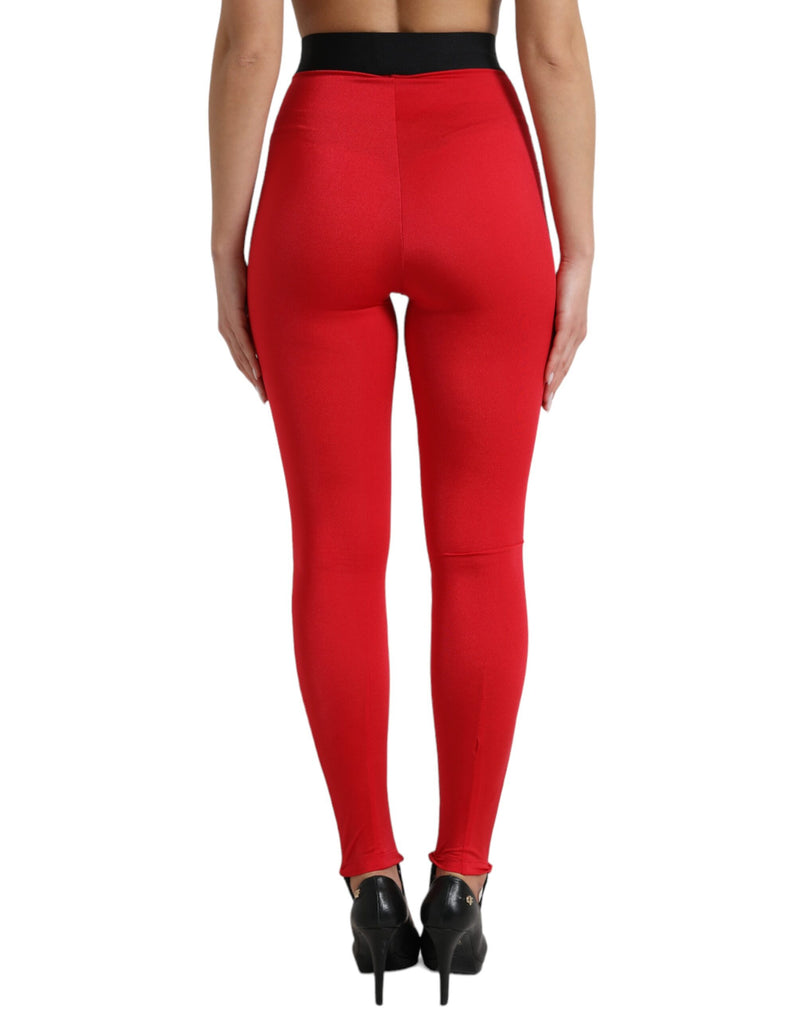 Mallas rojas de nailon de corte ajustado con logotipo DG Dolce & Gabbana