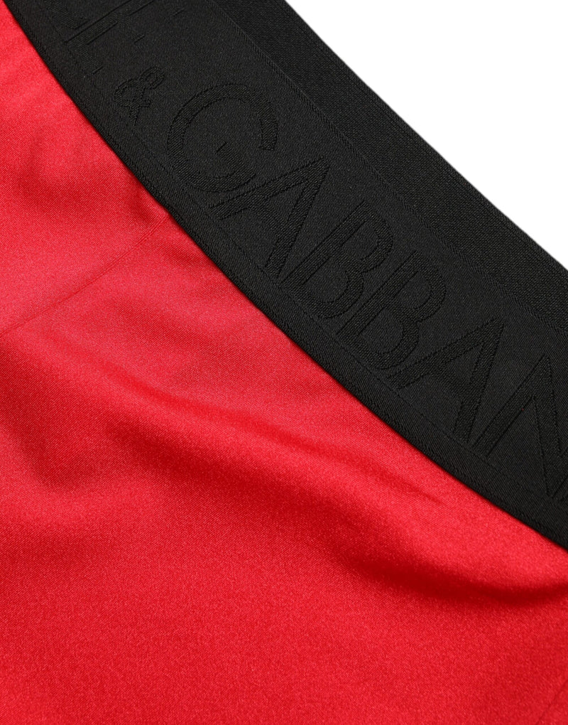 Mallas rojas de nailon de corte ajustado con logotipo DG Dolce & Gabbana