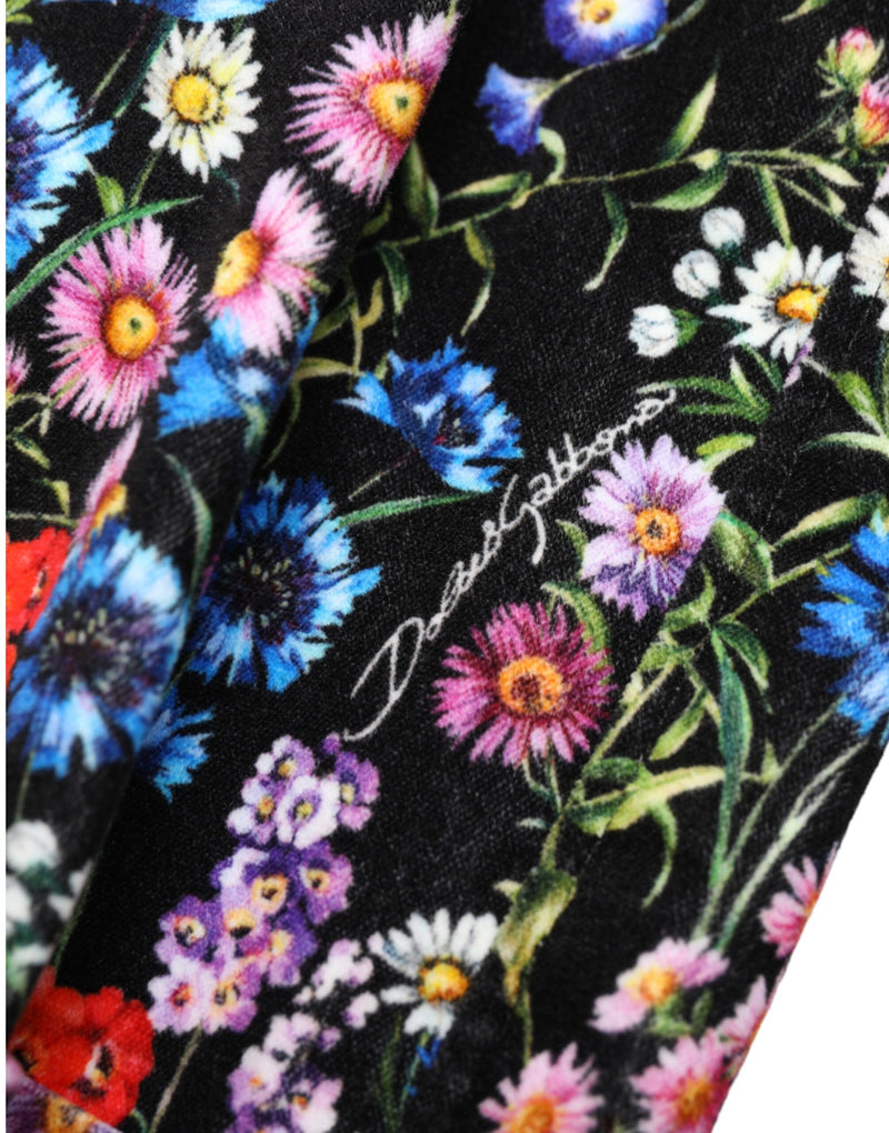 Pantalones cortos negros de cintura alta con estampado floral Dolce & Gabbana