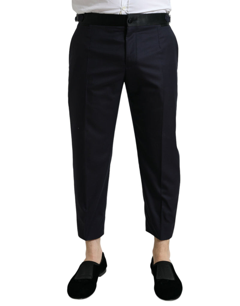 Pantalon cropped fuselé en laine bleue Dolce & Gabbana