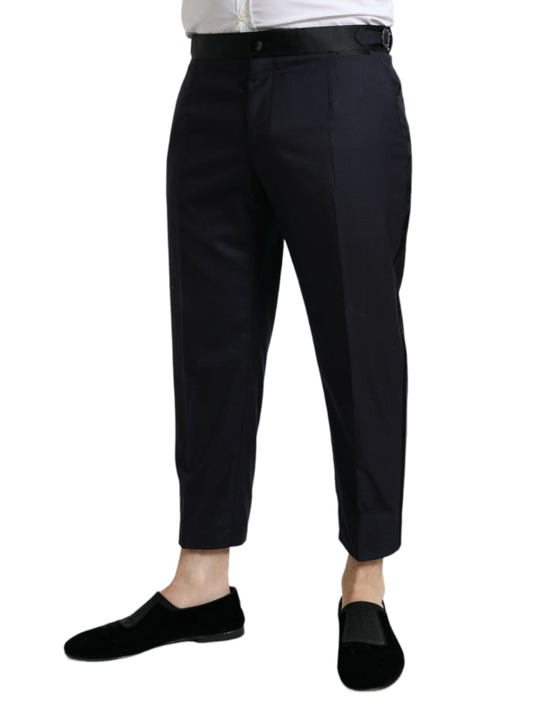 Pantalon cropped fuselé en laine bleue Dolce & Gabbana