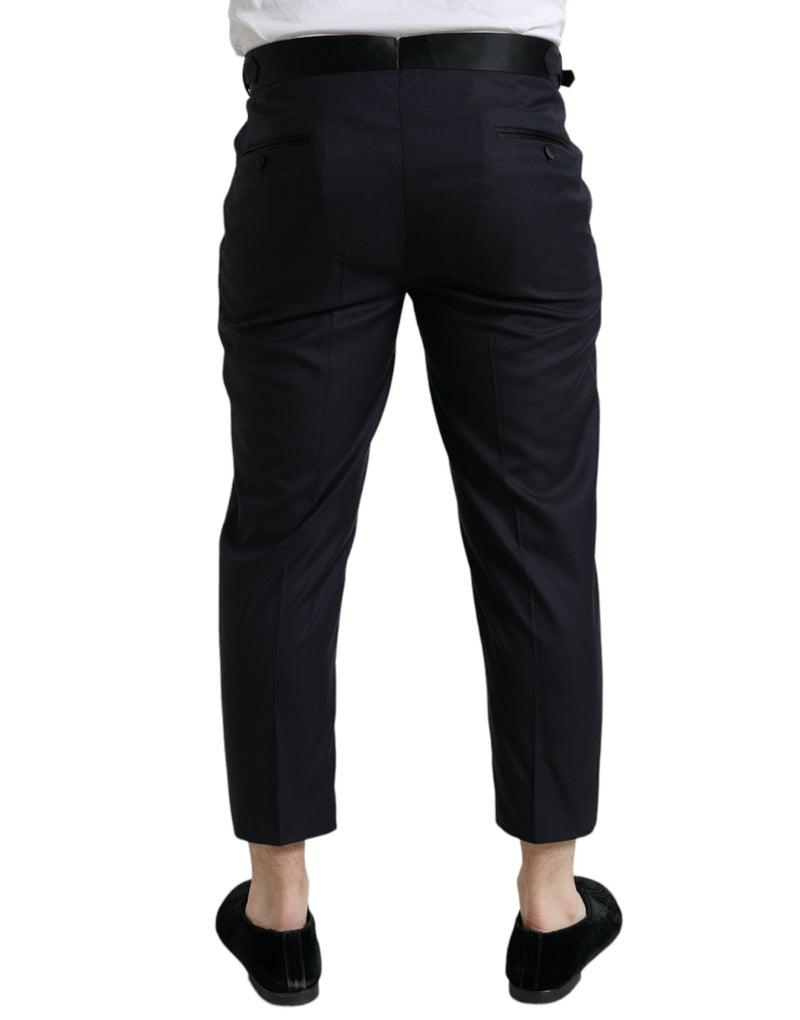 Pantalon cropped fuselé en laine bleue Dolce & Gabbana