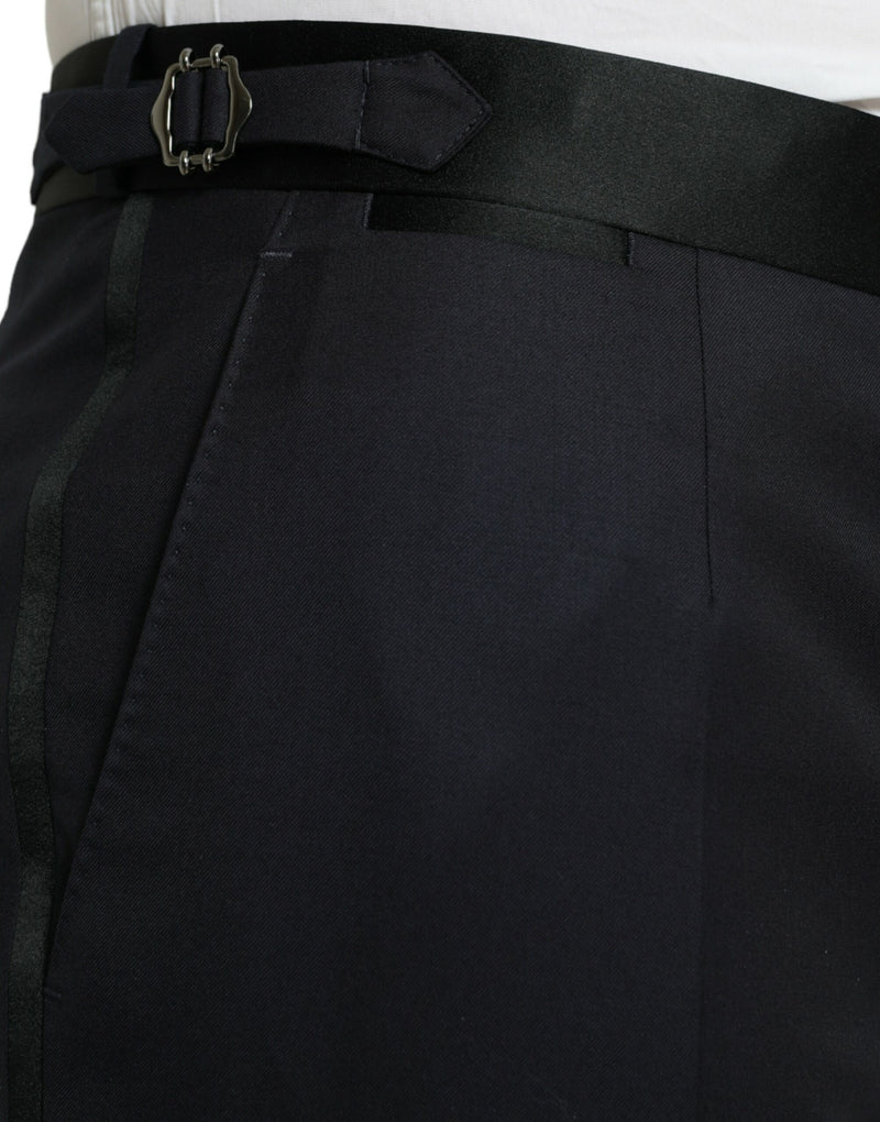 Pantalon cropped fuselé en laine bleue Dolce & Gabbana