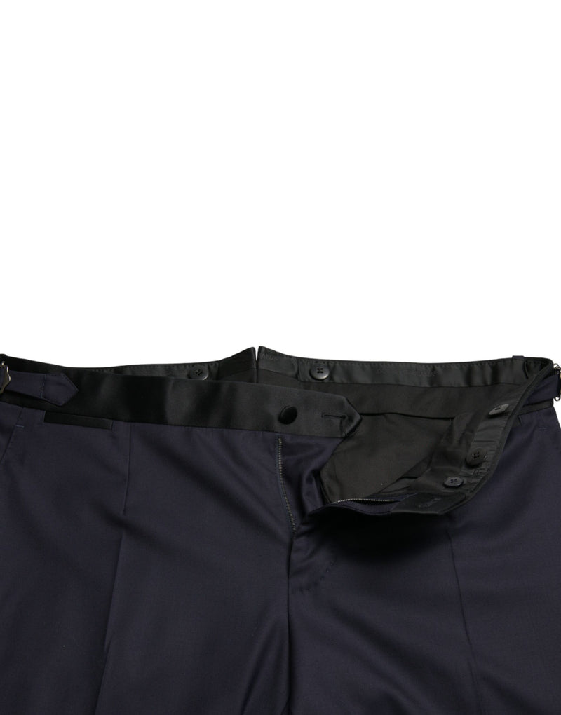 Pantalon cropped fuselé en laine bleue Dolce & Gabbana