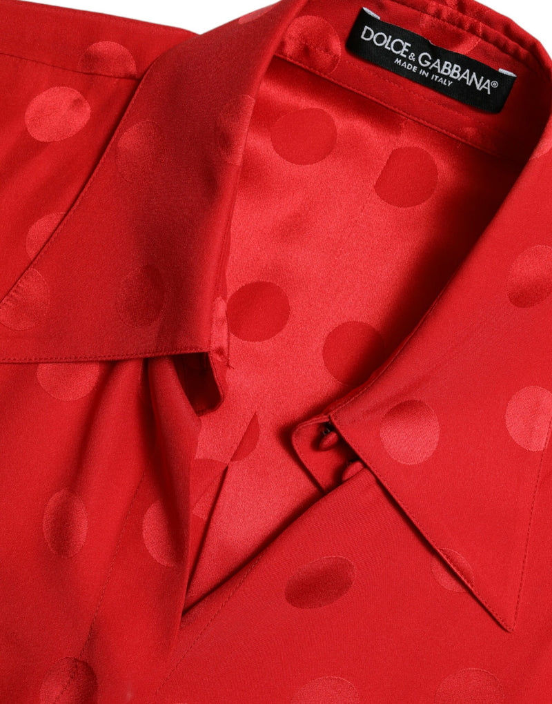 Blusa Dolce & Gabbana vermelha sem mangas, com gola e estampa de poá