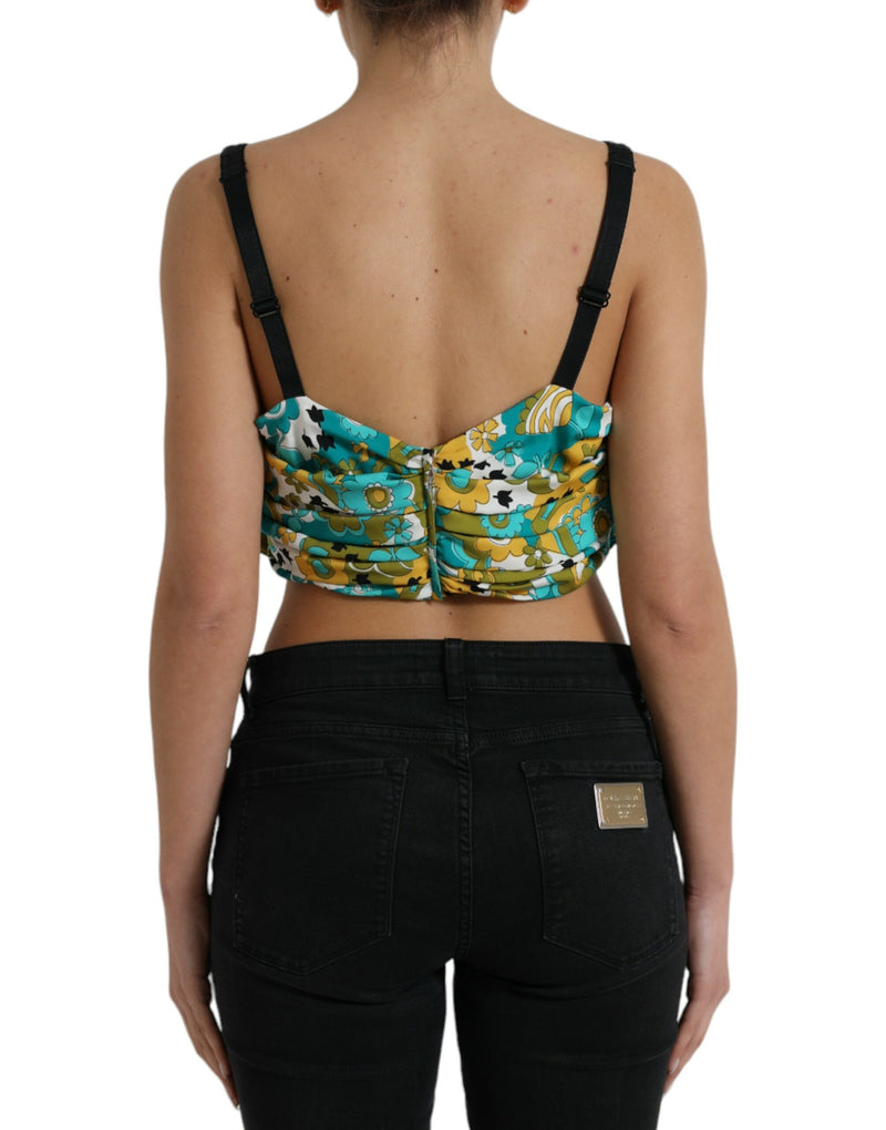 Top cropped Dolce & Gabbana multicolorido com estampa floral e sem mangas