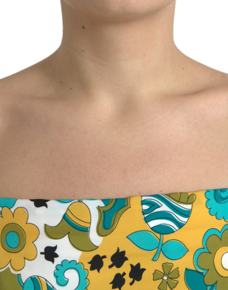 Top cropped Dolce & Gabbana multicolorido com estampa floral e sem mangas