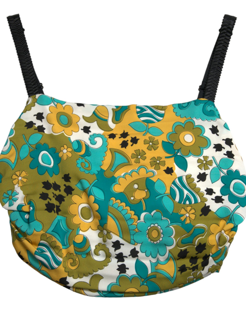 Top cropped Dolce & Gabbana multicolorido com estampa floral e sem mangas