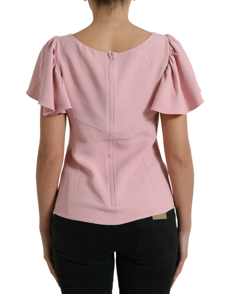 Blusa Dolce & Gabbana rosa, com mangas curtas e gola redonda