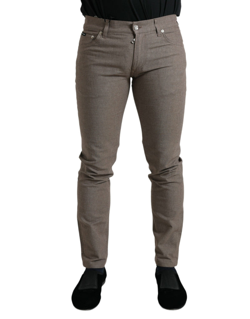 Calça skinny masculina Dolce & Gabbana marrom de algodão com elastano