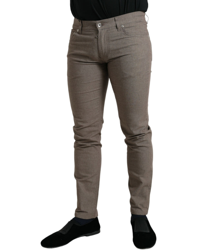 Calça skinny masculina Dolce & Gabbana marrom de algodão com elastano