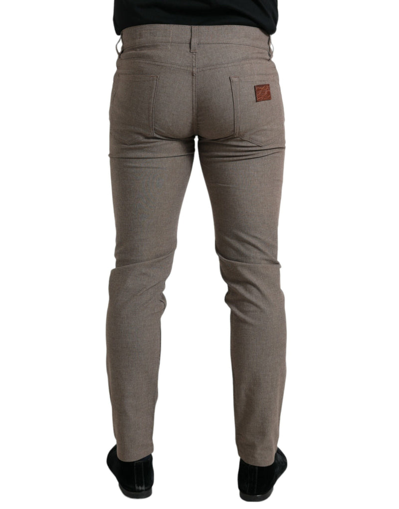 Calça skinny masculina Dolce & Gabbana marrom de algodão com elastano