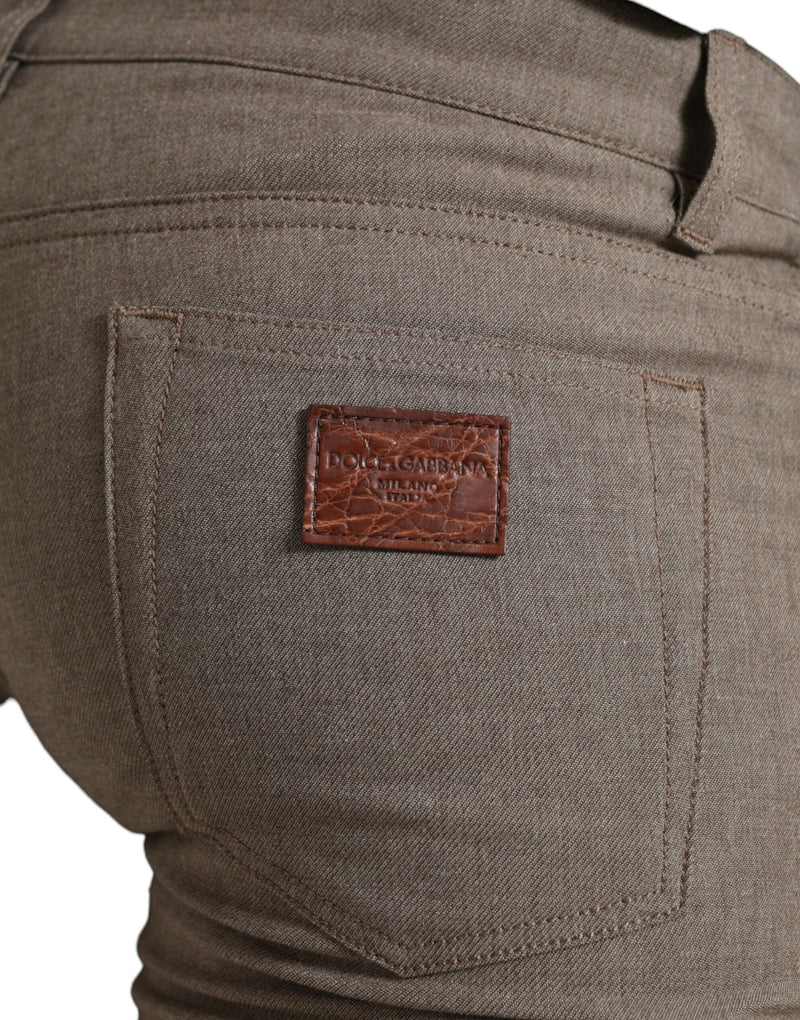 Calça skinny masculina Dolce & Gabbana marrom de algodão com elastano