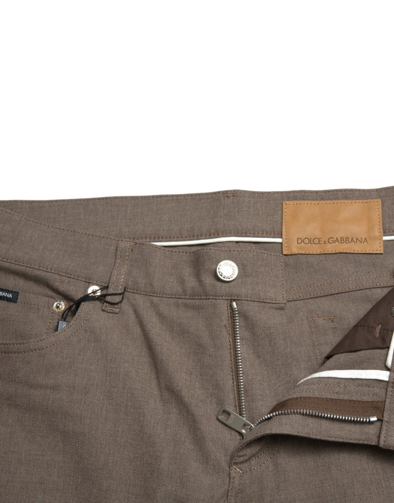 Calça skinny masculina Dolce & Gabbana marrom de algodão com elastano