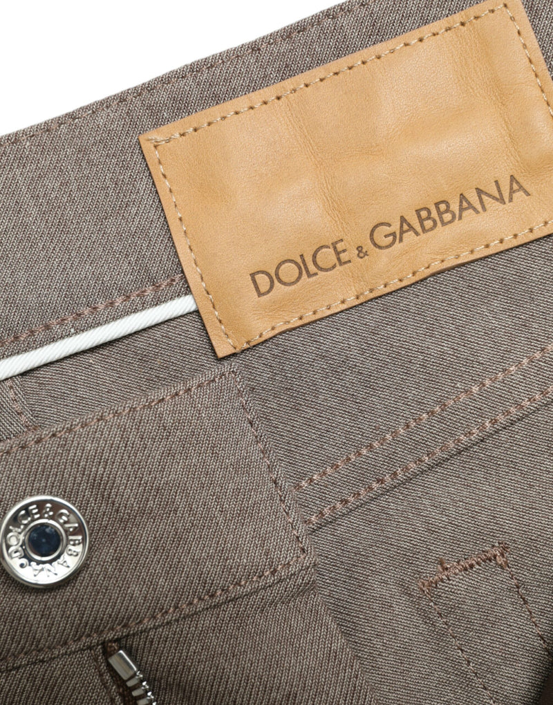 Calça skinny masculina Dolce & Gabbana marrom de algodão com elastano