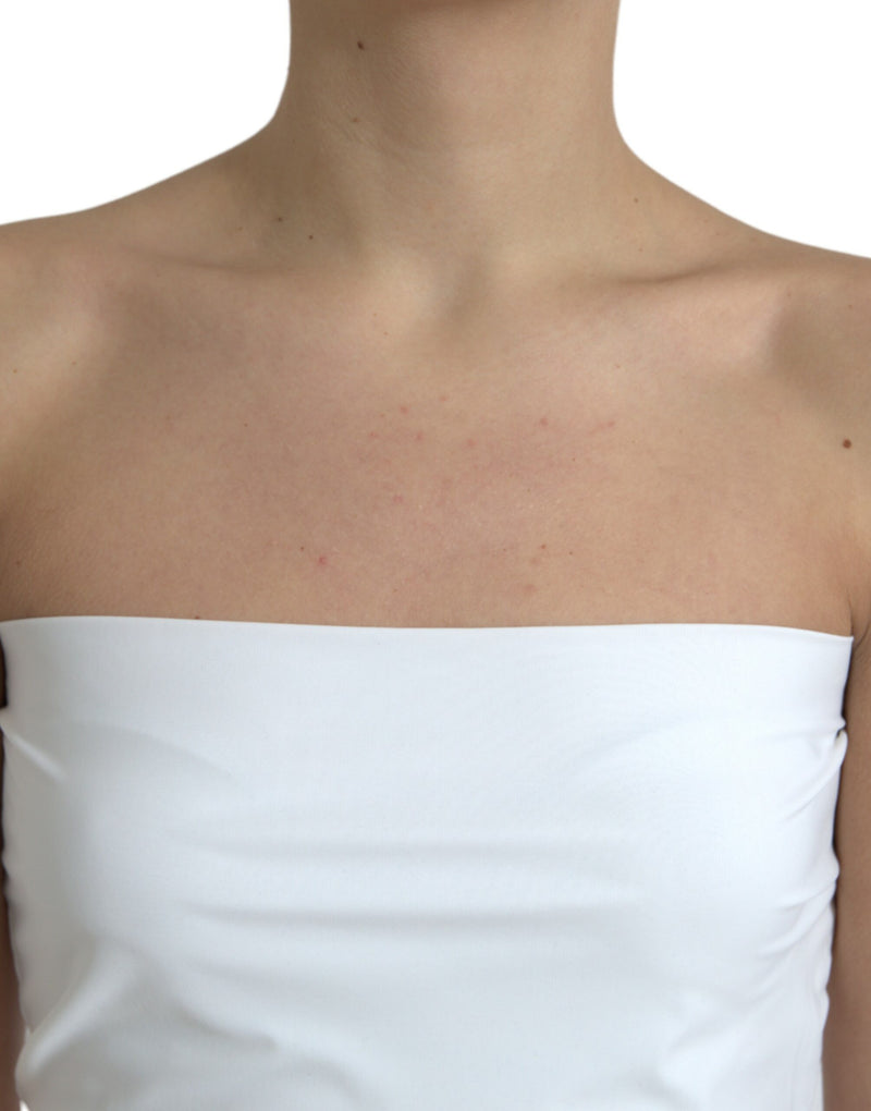 Vestido macacão branco tomara que caia de náilon, com modelagem ajustada ao corpo Dolce & Gabbana