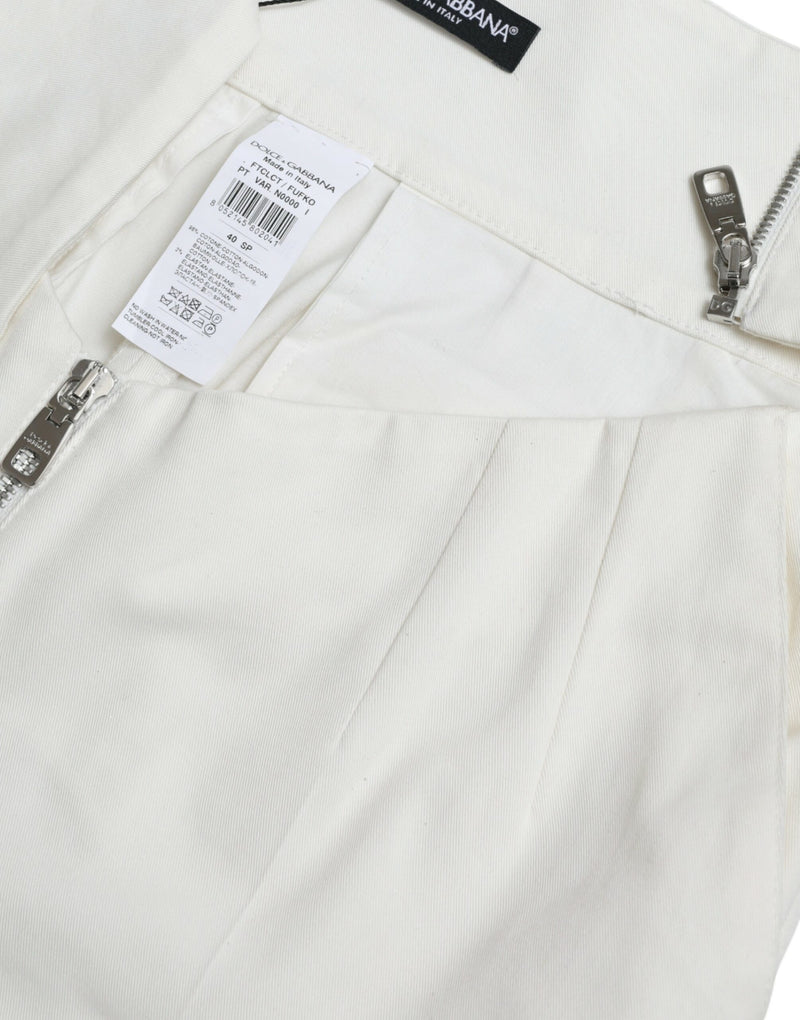 Calça preta e branca de algodão com recorte na cintura e corte afunilado Dolce & Gabbana