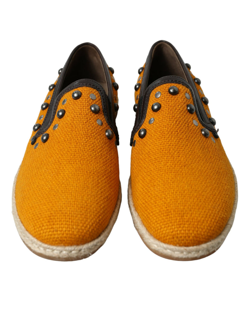 Mocassins Dolce & Gabbana laranja de linho e couro com tachas