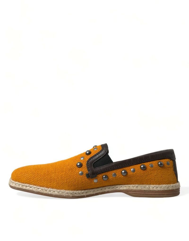 Mocassins Dolce & Gabbana laranja de linho e couro com tachas