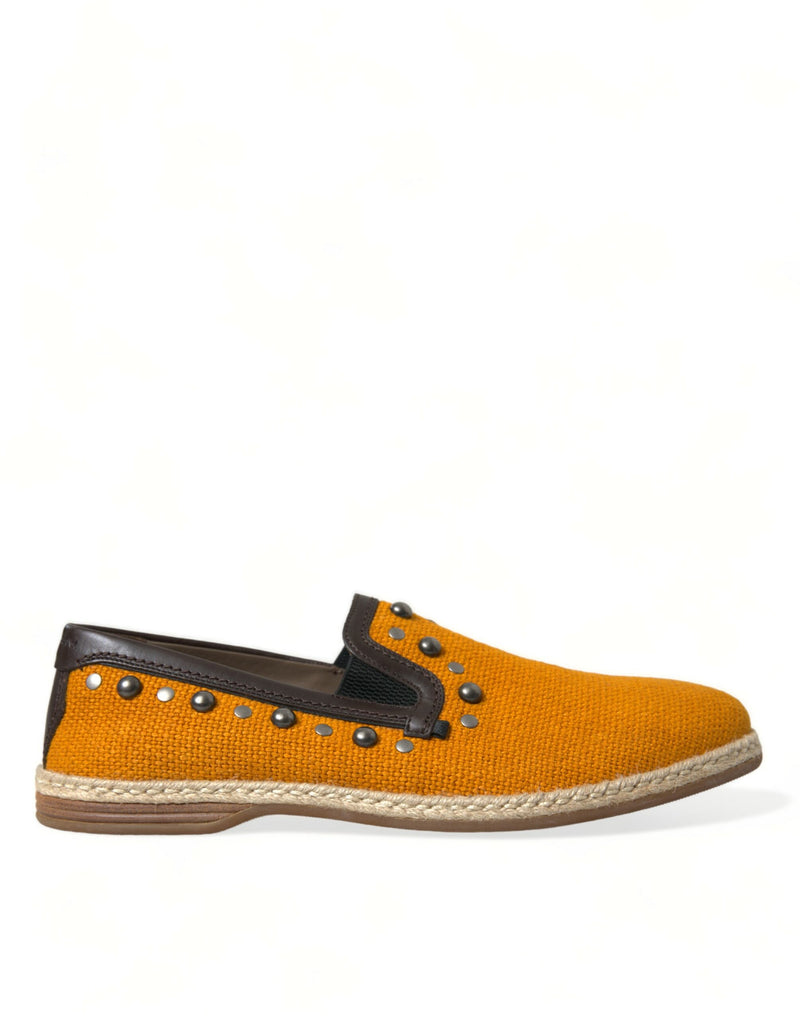 Mocassins Dolce & Gabbana laranja de linho e couro com tachas