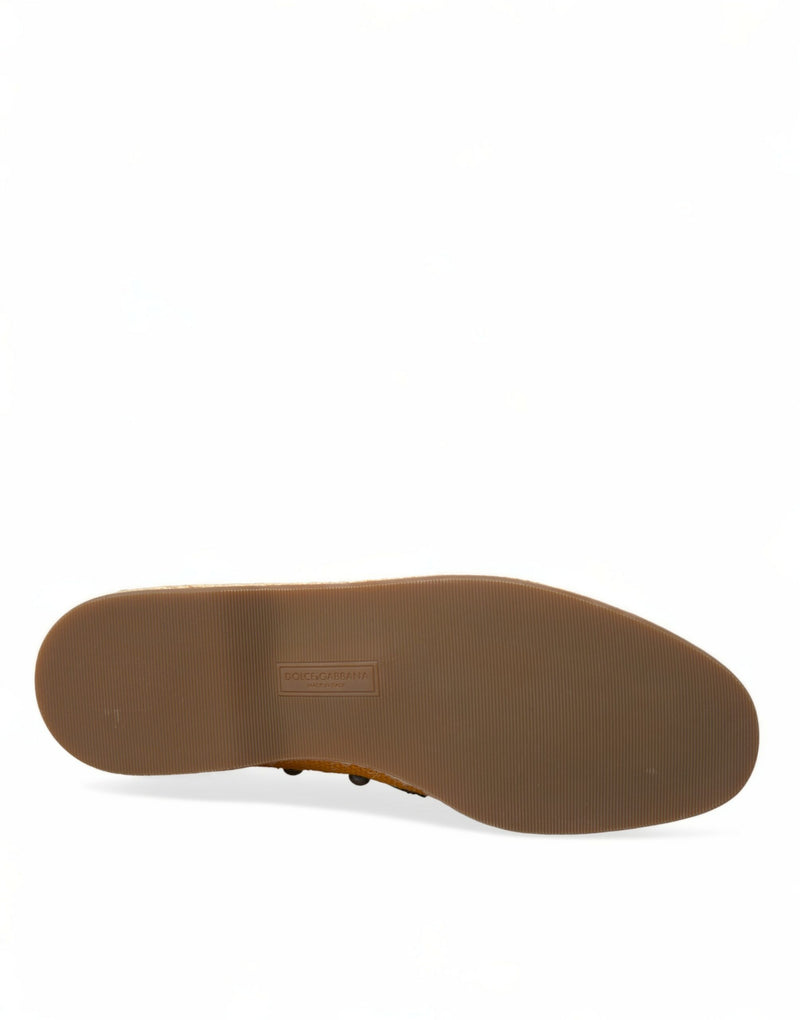 Mocassins Dolce & Gabbana laranja de linho e couro com tachas