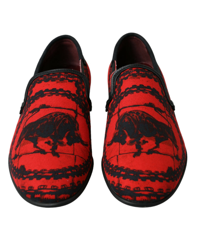 Mocassins tipo chinelo masculinos Torero Dolce & Gabbana vermelhos e pretos