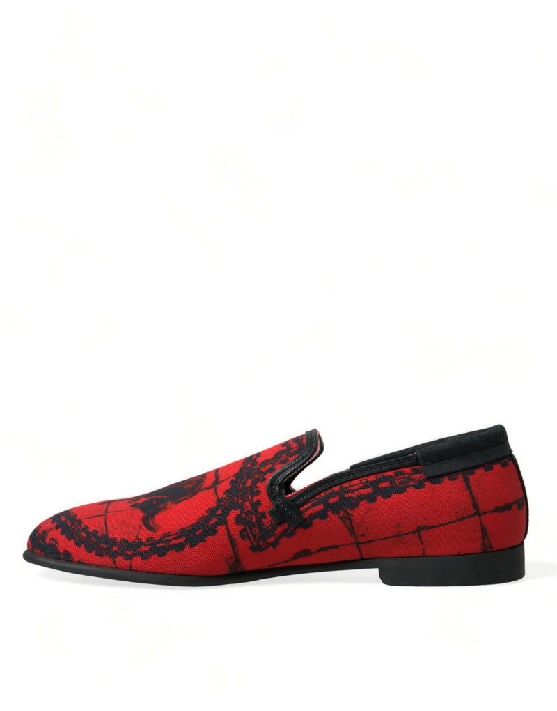 Mocassins tipo chinelo masculinos Torero Dolce & Gabbana vermelhos e pretos