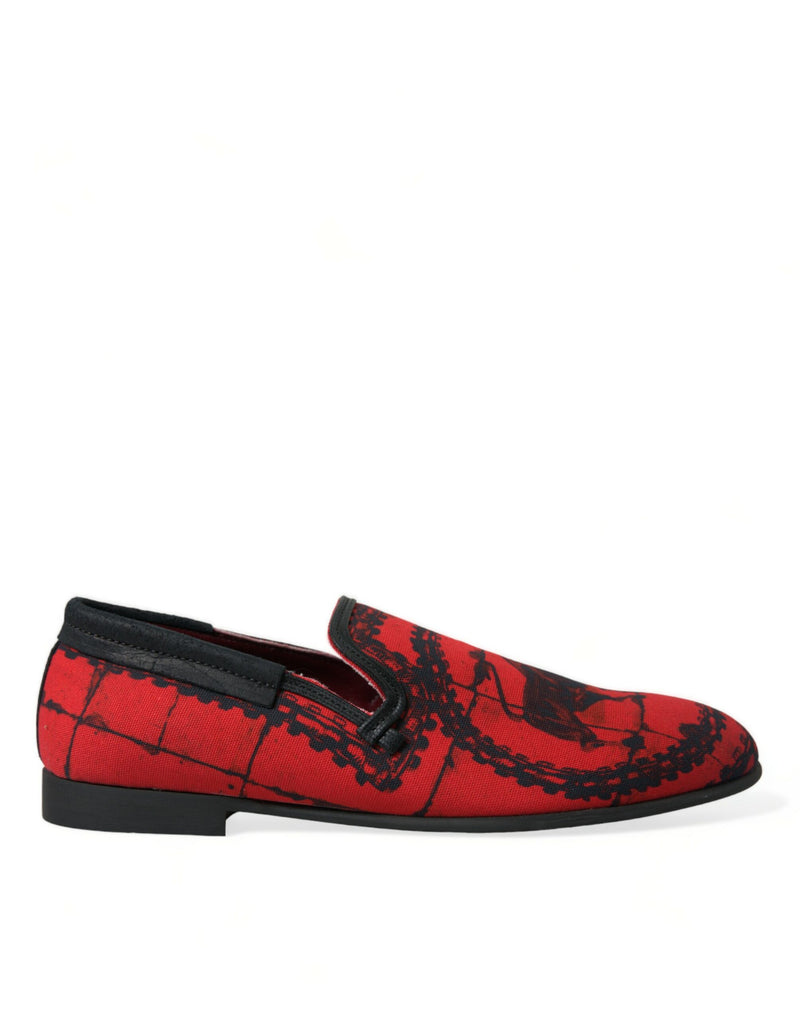 Mocassins tipo chinelo masculinos Torero Dolce & Gabbana vermelhos e pretos