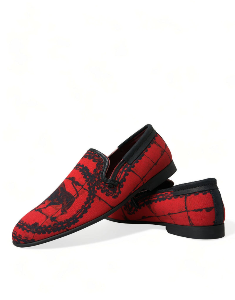 Mocassins tipo chinelo masculinos Torero Dolce & Gabbana vermelhos e pretos