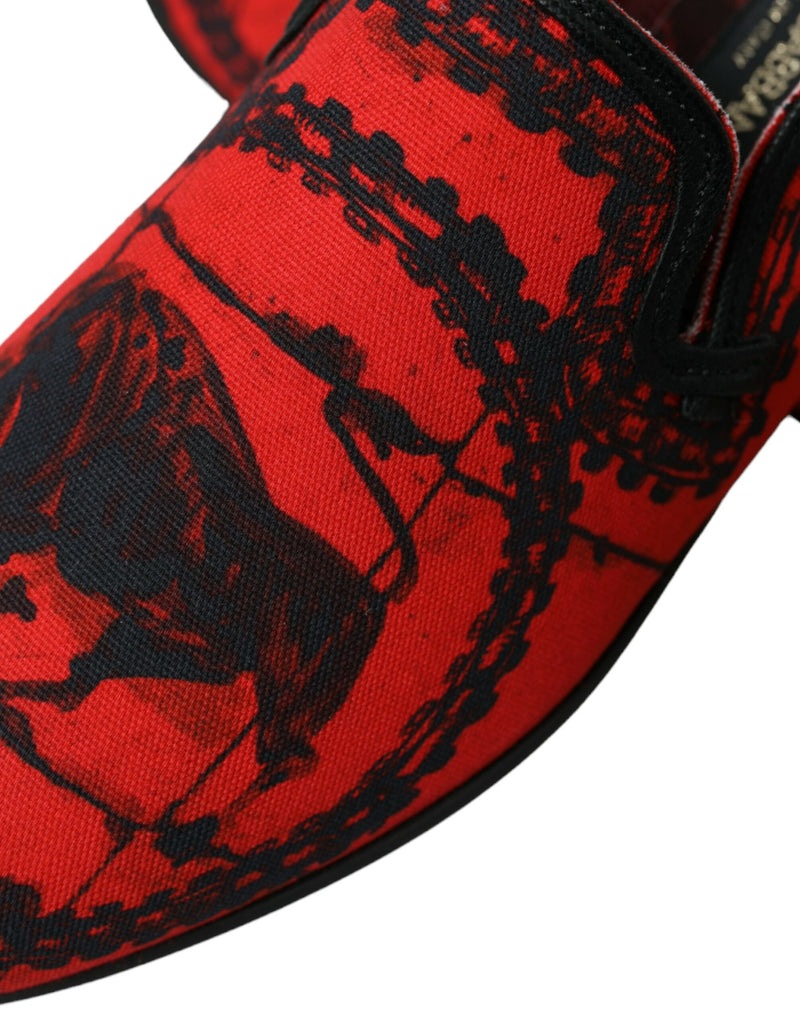 Mocassins tipo chinelo masculinos Torero Dolce & Gabbana vermelhos e pretos