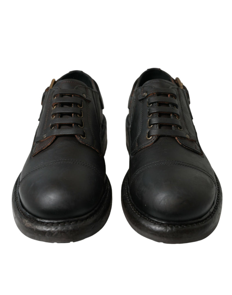 Chaussures habillées derby homme Dolce & Gabbana marron en cuir à lacets