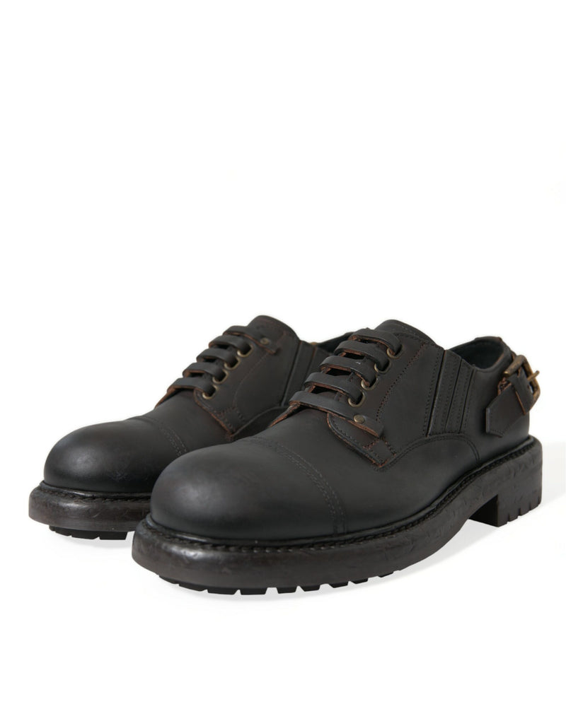 Chaussures habillées derby homme Dolce & Gabbana marron en cuir à lacets