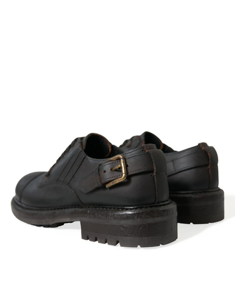 Chaussures habillées derby homme Dolce & Gabbana marron en cuir à lacets