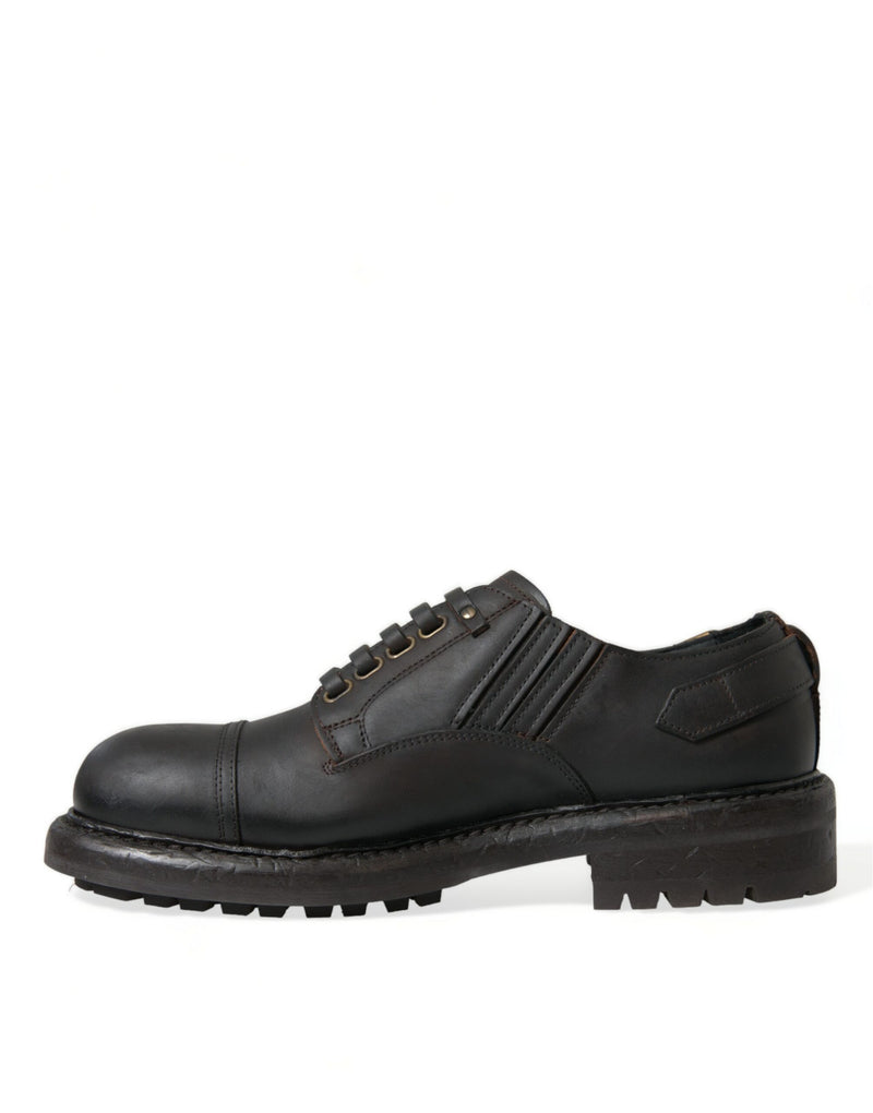 Chaussures habillées derby homme Dolce & Gabbana marron en cuir à lacets