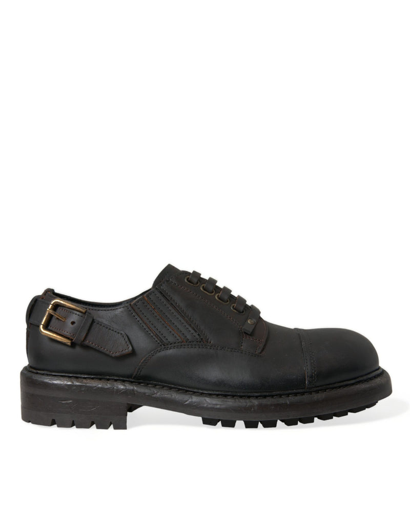Chaussures habillées derby homme Dolce & Gabbana marron en cuir à lacets