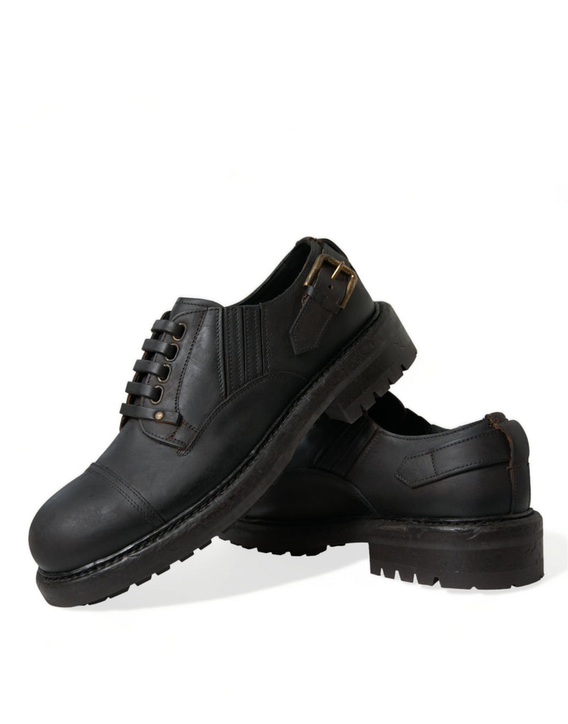 Chaussures habillées derby homme Dolce & Gabbana marron en cuir à lacets