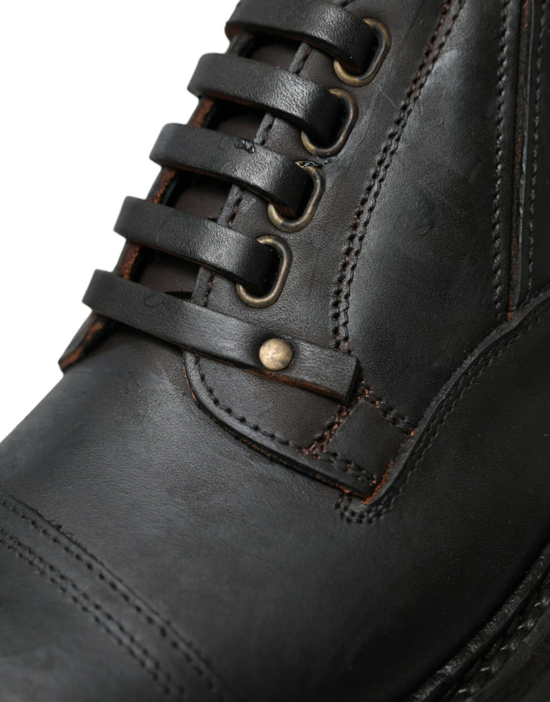 Chaussures habillées derby homme Dolce & Gabbana marron en cuir à lacets