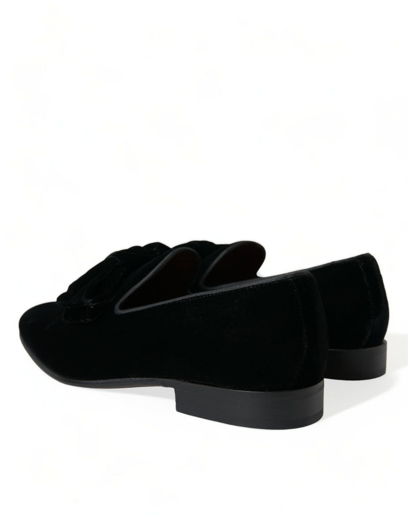 Mocasines formales de terciopelo negro de Dolce & Gabbana